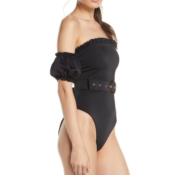 NWOT Something Navy Bathing Suit Off The Shoulder - Picture 2 of 7